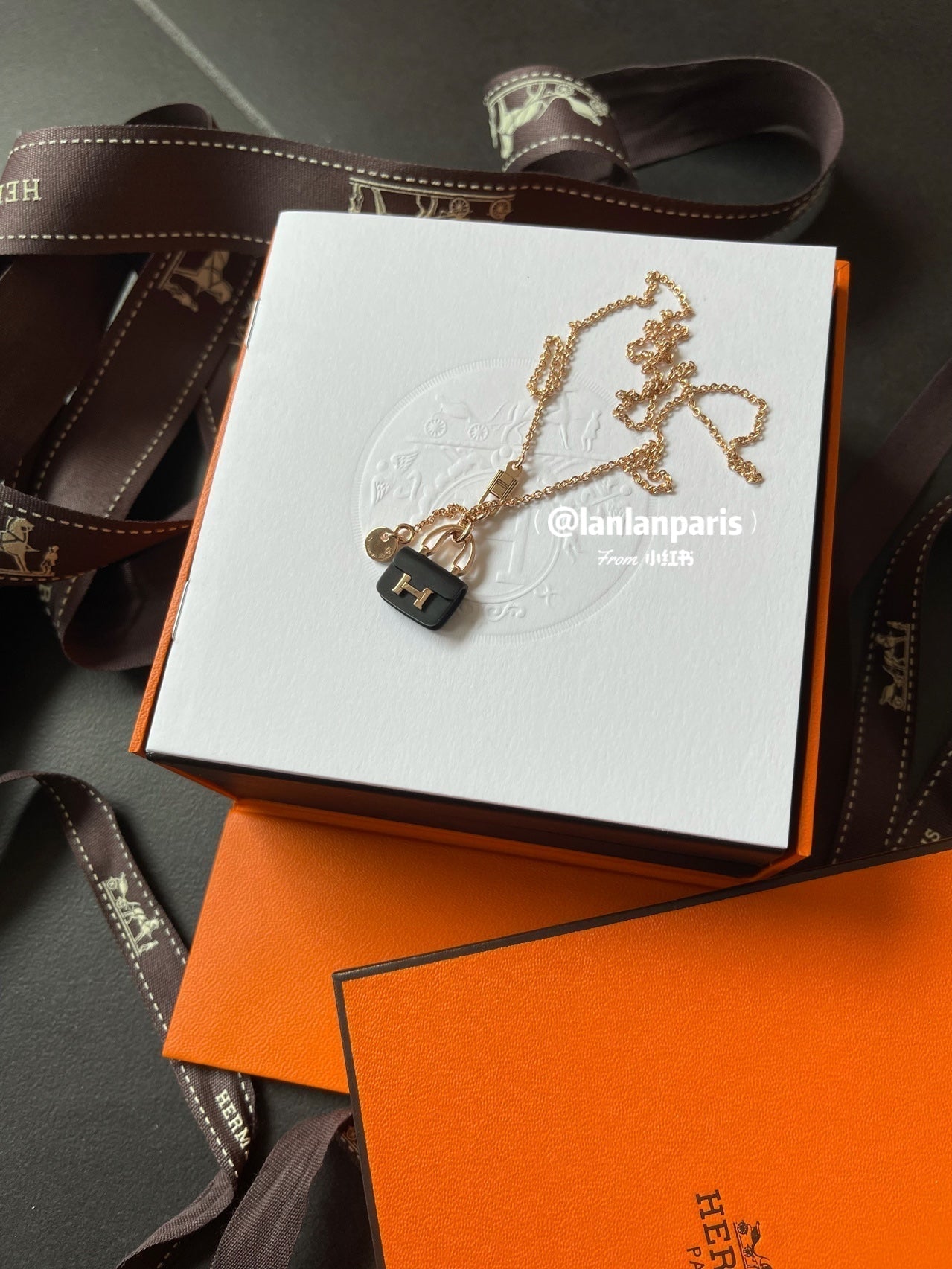 [Radiant Gem]¯CONSTANCE BLACK PEDANT PINK GOLD NECKLACE