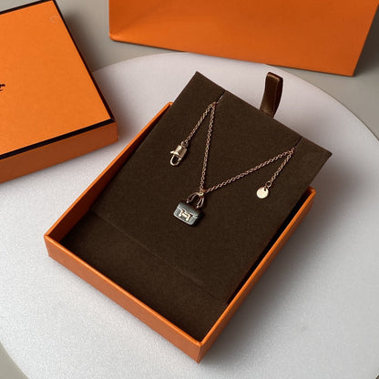 [Radiant Gem]¯CONSTANCE BLACK PEDANT PINK GOLD NECKLACE