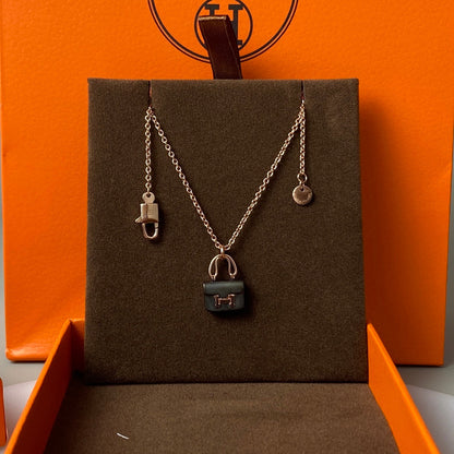 [Radiant Gem]¯CONSTANCE BLACK PEDANT PINK GOLD NECKLACE