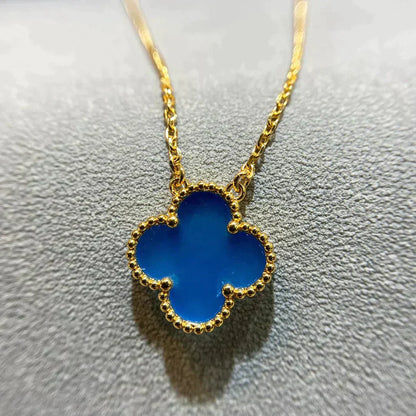 [Radiant Gem]¯CLOVER 15MM BLUE AGATE NECKLACE