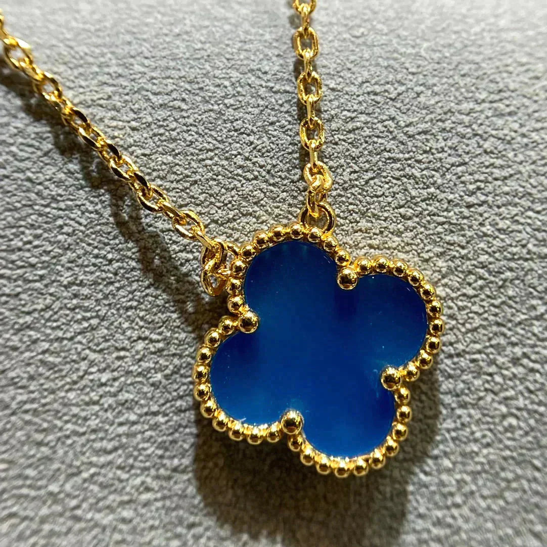 [Radiant Gem]¯CLOVER 15MM BLUE AGATE NECKLACE