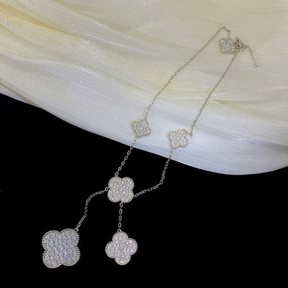 [Radiant Gem]¯CLOVER 5 MOTIFS SILVER DIAMONDS NECKLACE