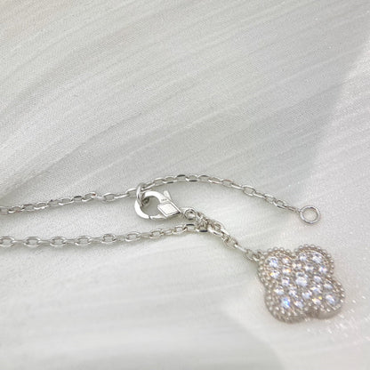 [Radiant Gem]¯CLOVER 5 MOTIFS SILVER DIAMONDS NECKLACE
