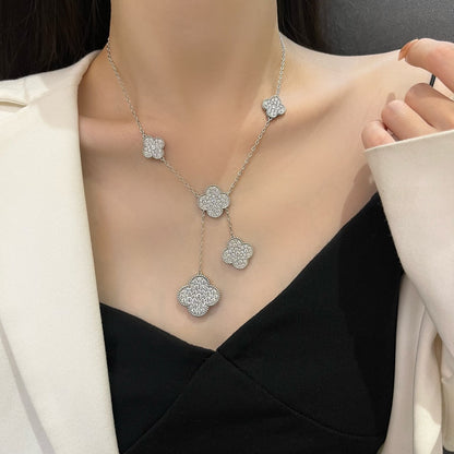 [Radiant Gem]¯CLOVER 5 MOTIFS SILVER DIAMONDS NECKLACE