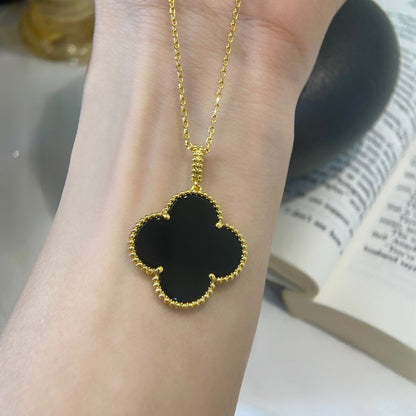 [Radiant Gem]¯CLOVER 25MM NECKLACE GOLD ONYX