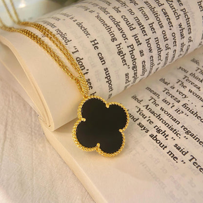 [Radiant Gem]¯CLOVER 25MM NECKLACE GOLD ONYX