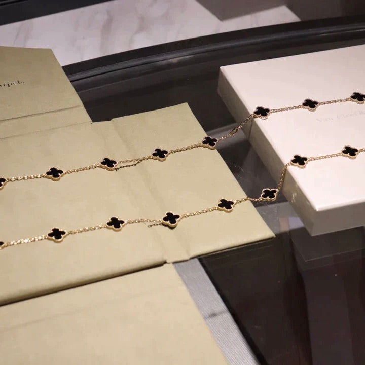 [Radiant Gem]¯CLOVER 20 MOTIFS ONYX NECKLACE