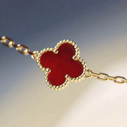 [Radiant Gem]¯CLOVER 20 MOTIFS CARNELIAN NECKLACE