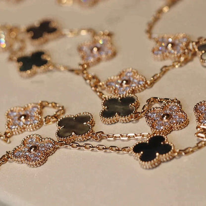 [Radiant Gem]¯CLOVER 20 MOTIFS DARK MOP DIAMOND  NECKLACE