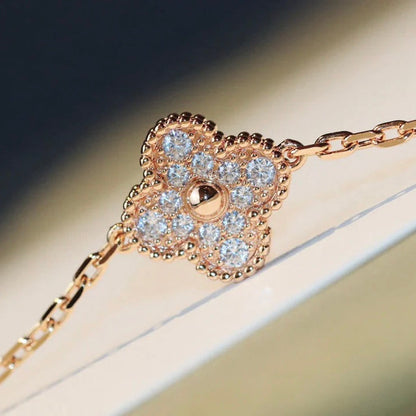 [Radiant Gem]¯CLOVER 20 MOTIFS MALACHITE DIAMOND NECKLACE