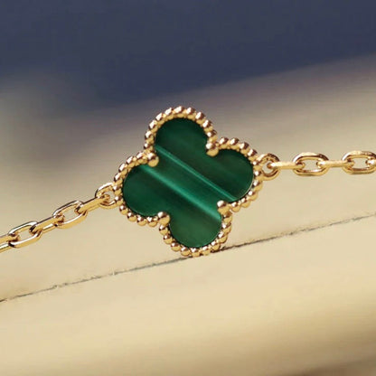 [Radiant Gem]¯CLOVER 20 MOTIFS MALACHITE DIAMOND NECKLACE