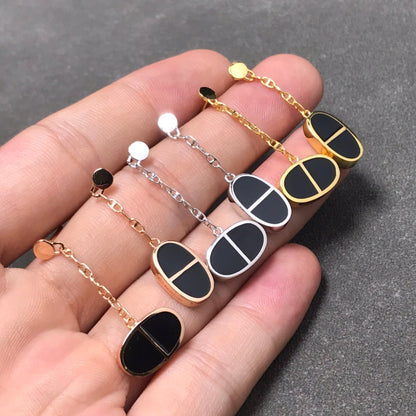 [Radiant Gem]¯CHAINE VERSO BLACK CERAMIC SILVER EARRINGS