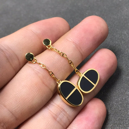 [Radiant Gem]¯CHAINE VERSO BLACK CERAMIC SILVER EARRINGS