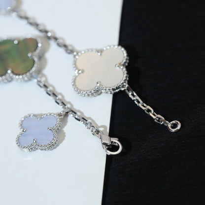[Radiant Gem]¯CLOVER BRACELET 5 MOTIFS MOP CHALCEDONY SILVER