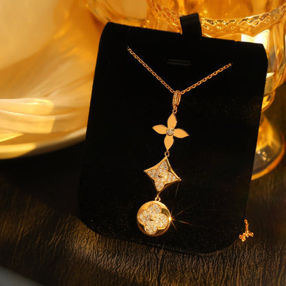 [Radiant Gem]¯STAR AND SUN DIAMOND PINK GOLD NECKLACE
