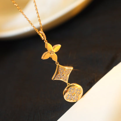 [Radiant Gem]¯STAR AND SUN DIAMOND PINK GOLD NECKLACE