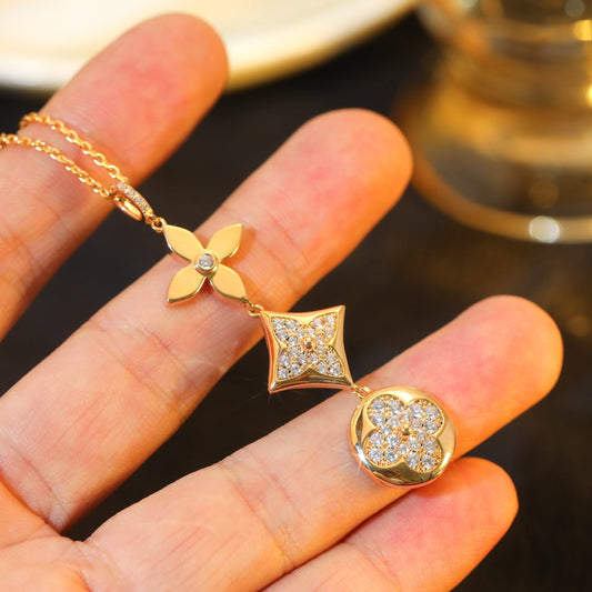 [Radiant Gem]¯STAR AND SUN DIAMOND PINK GOLD NECKLACE
