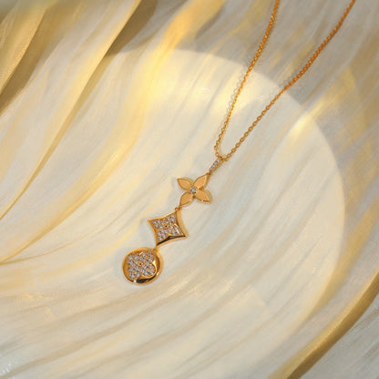 [Radiant Gem]¯STAR AND SUN DIAMOND PINK GOLD NECKLACE