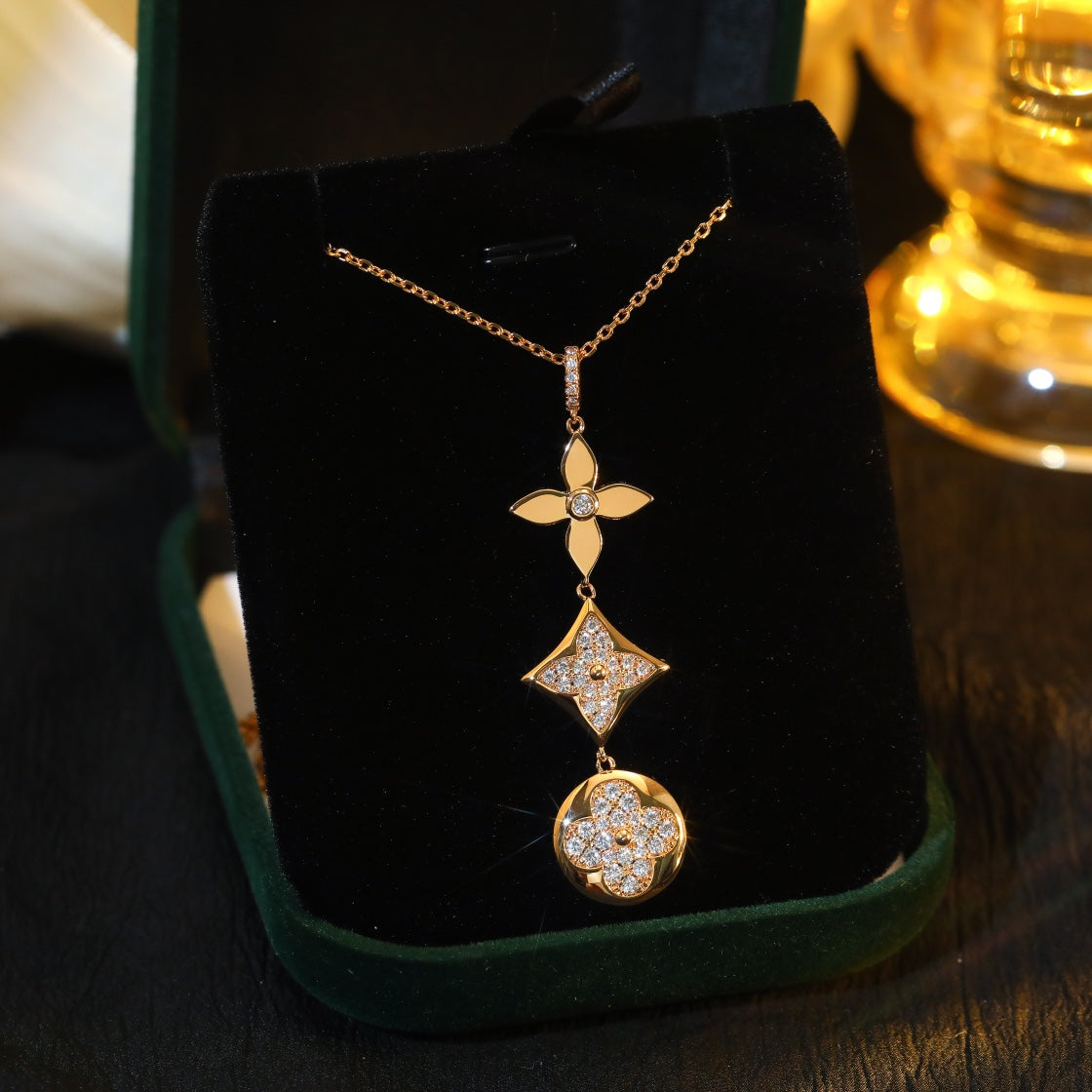 [Radiant Gem]¯STAR AND SUN DIAMOND PINK GOLD NECKLACE
