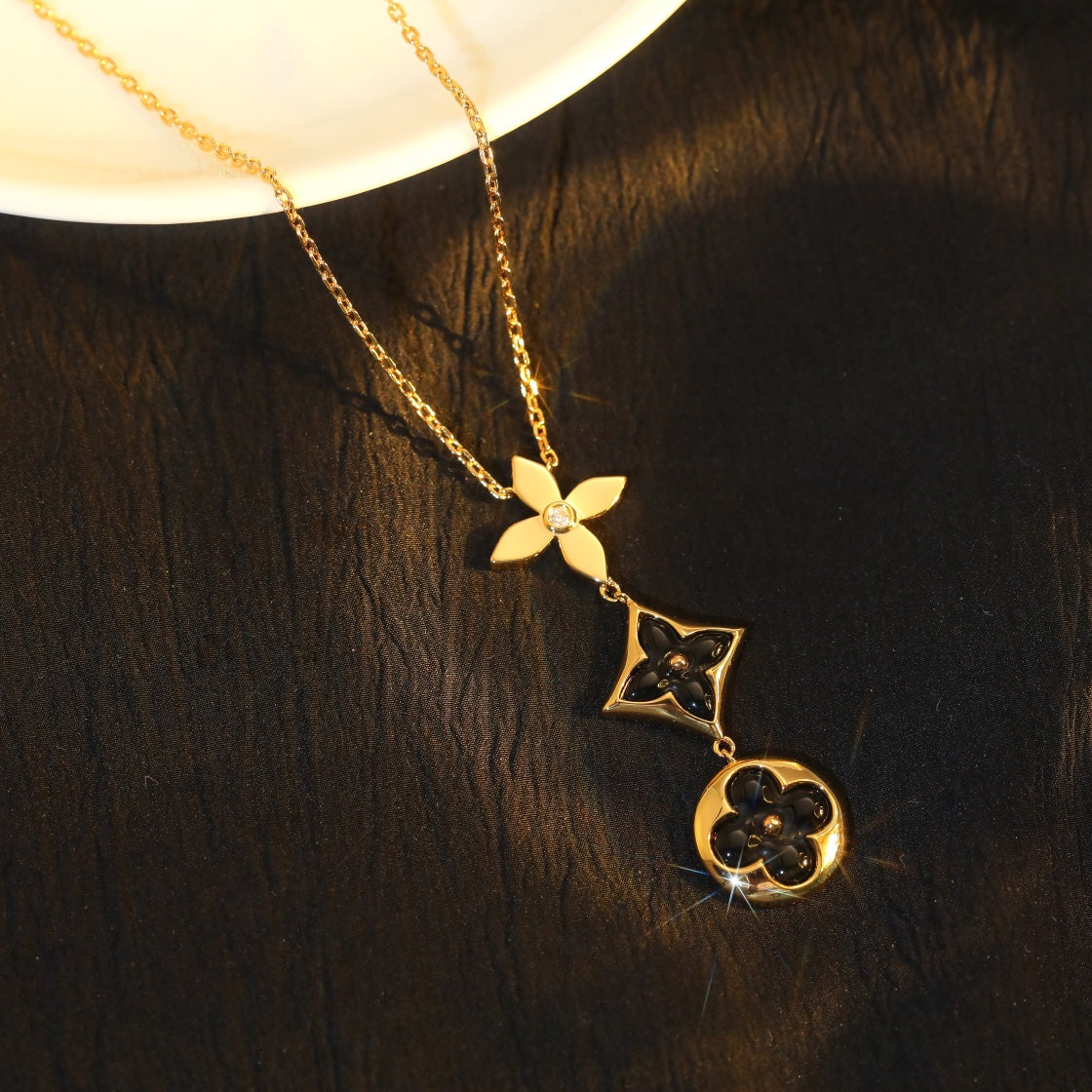 [Radiant Gem]¯STAR AND SUN ONYX PINK GOLD NECKLACE