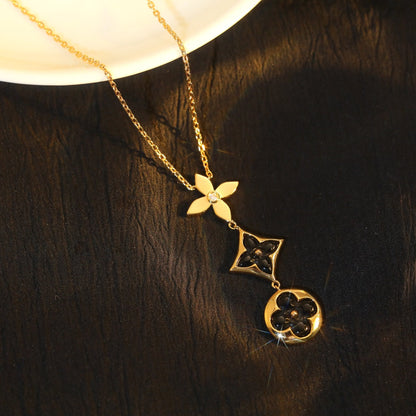 [Radiant Gem]¯STAR AND SUN ONYX PINK GOLD NECKLACE