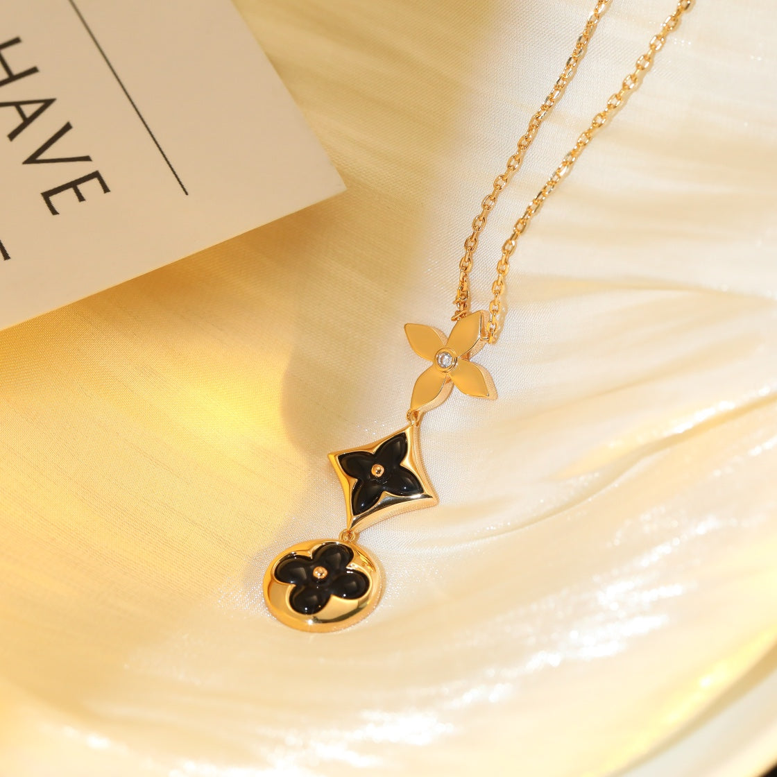 [Radiant Gem]¯STAR AND SUN ONYX PINK GOLD NECKLACE