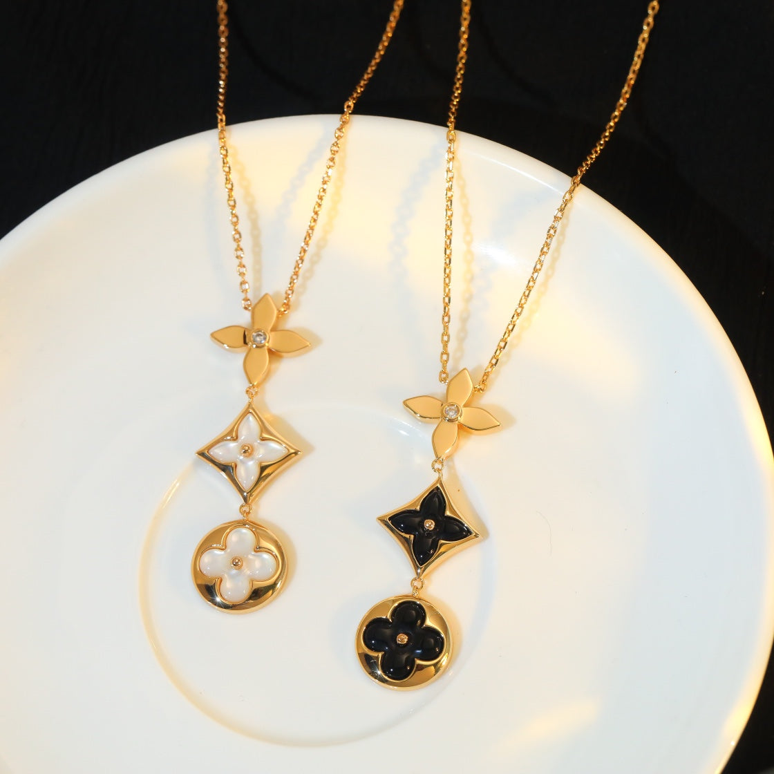 [Radiant Gem]¯STAR AND SUN ONYX PINK GOLD NECKLACE