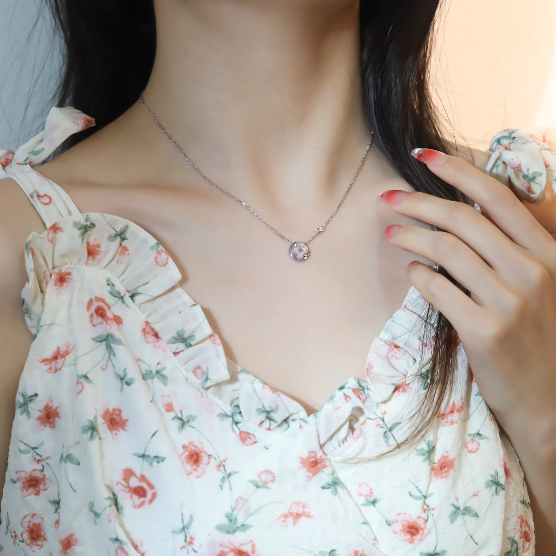 [Radiant Gem]¯SUN PEDANT PINK GOLD 1 DIAMOND NECKLACE