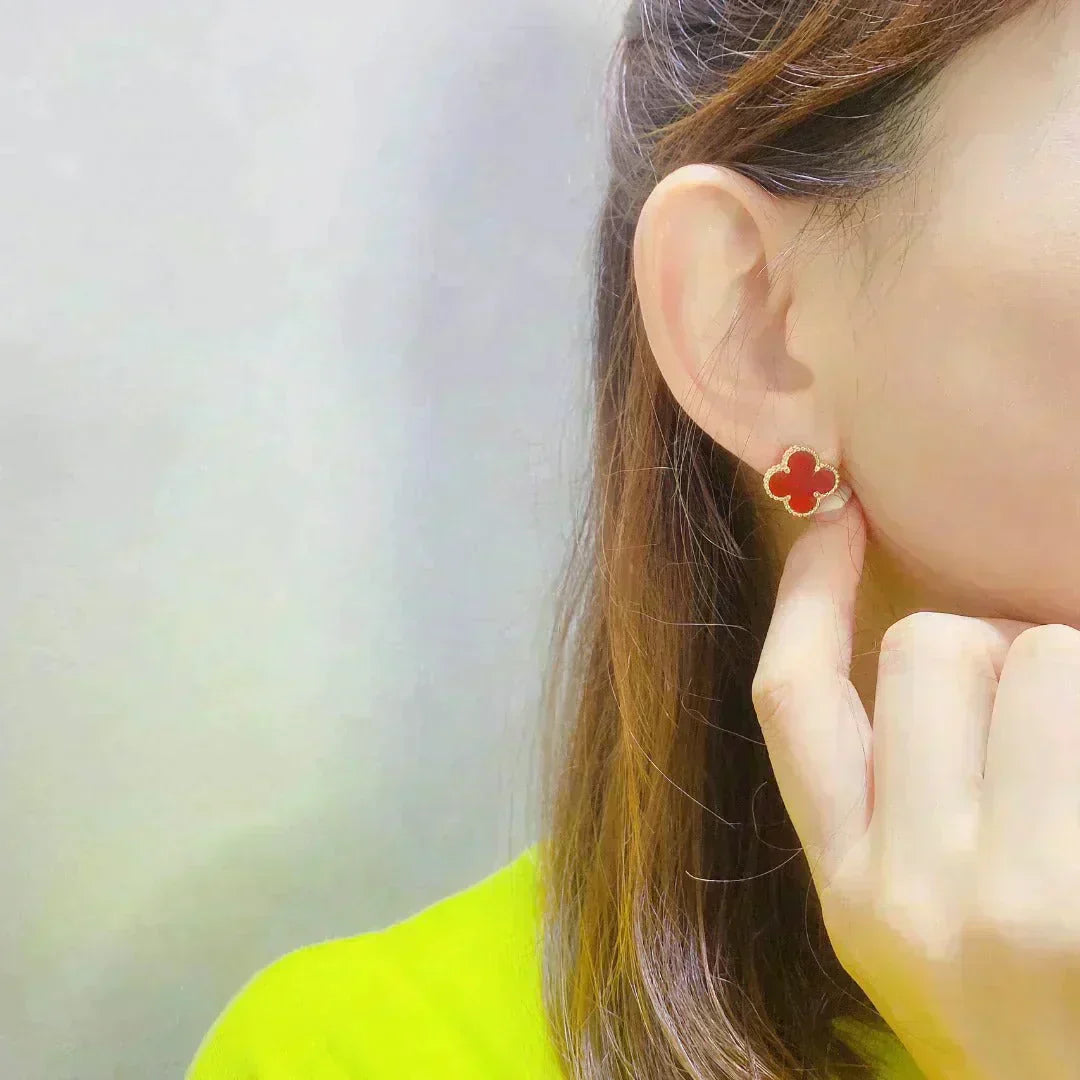 [Radiant Gem]¯CLOVER MEDIUM 1 MOTIFS CARNELIAN  EARRINGS