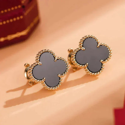 [Radiant Gem]¯CLOVER MEDIUM 1 MOTIFS  ONYX STUD EARRINGS
