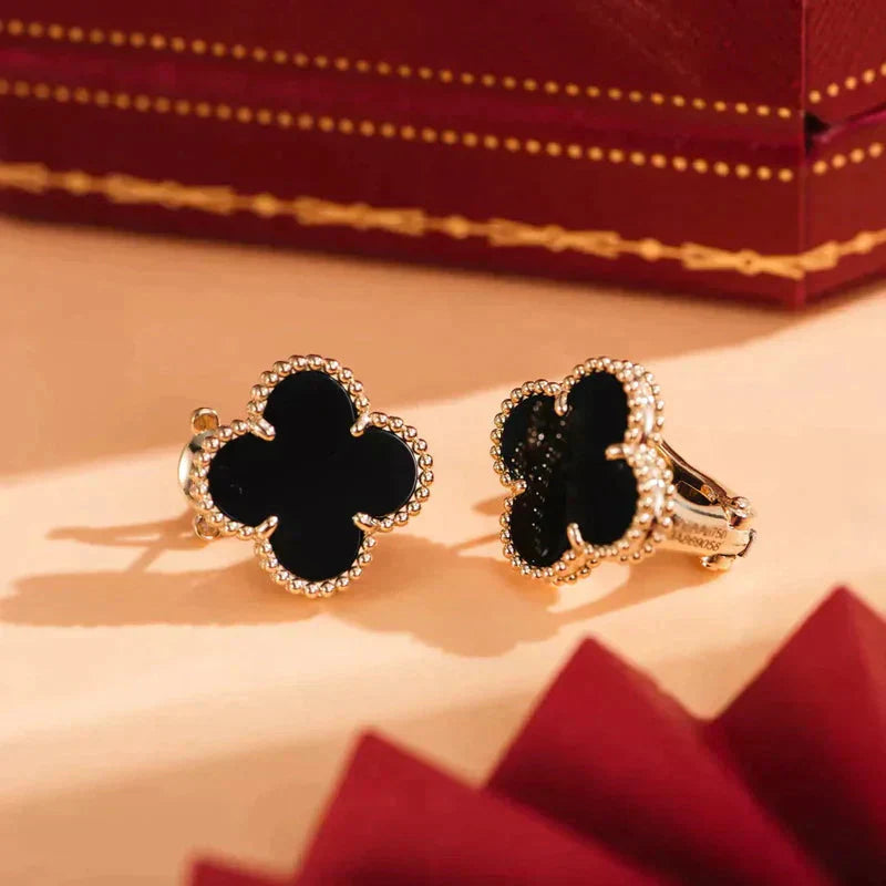 [Radiant Gem]¯CLOVER MEDIUM 1 MOTIFS  ONYX STUD EARRINGS