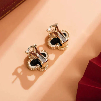 [Radiant Gem]¯CLOVER MEDIUM 1 MOTIFS  ONYX STUD EARRINGS