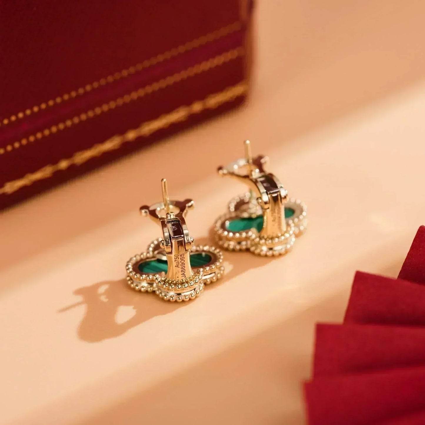 [Radiant Gem]¯CLOVER MEDIUM 1 MOTIFS MALACHITE  EARRINGS