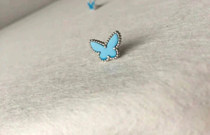 [Radiant Gem]¯BUTTERFLY TURQUOISE EARRINGS SILVER