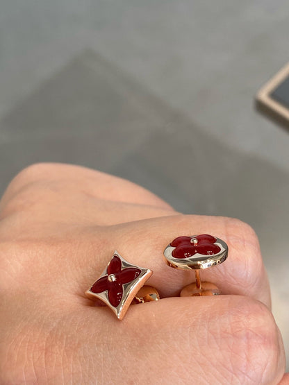 [Radiant Gem]¯STAR AND SUN PINK GOLD CARNELIAN STUD EARRINGS