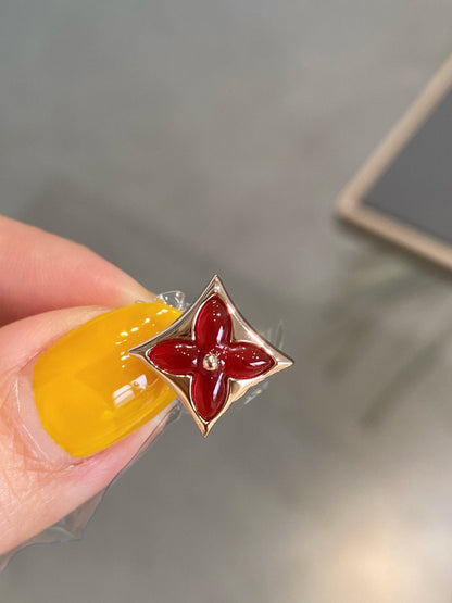 [Radiant Gem]¯STAR AND SUN PINK GOLD CARNELIAN STUD EARRINGS