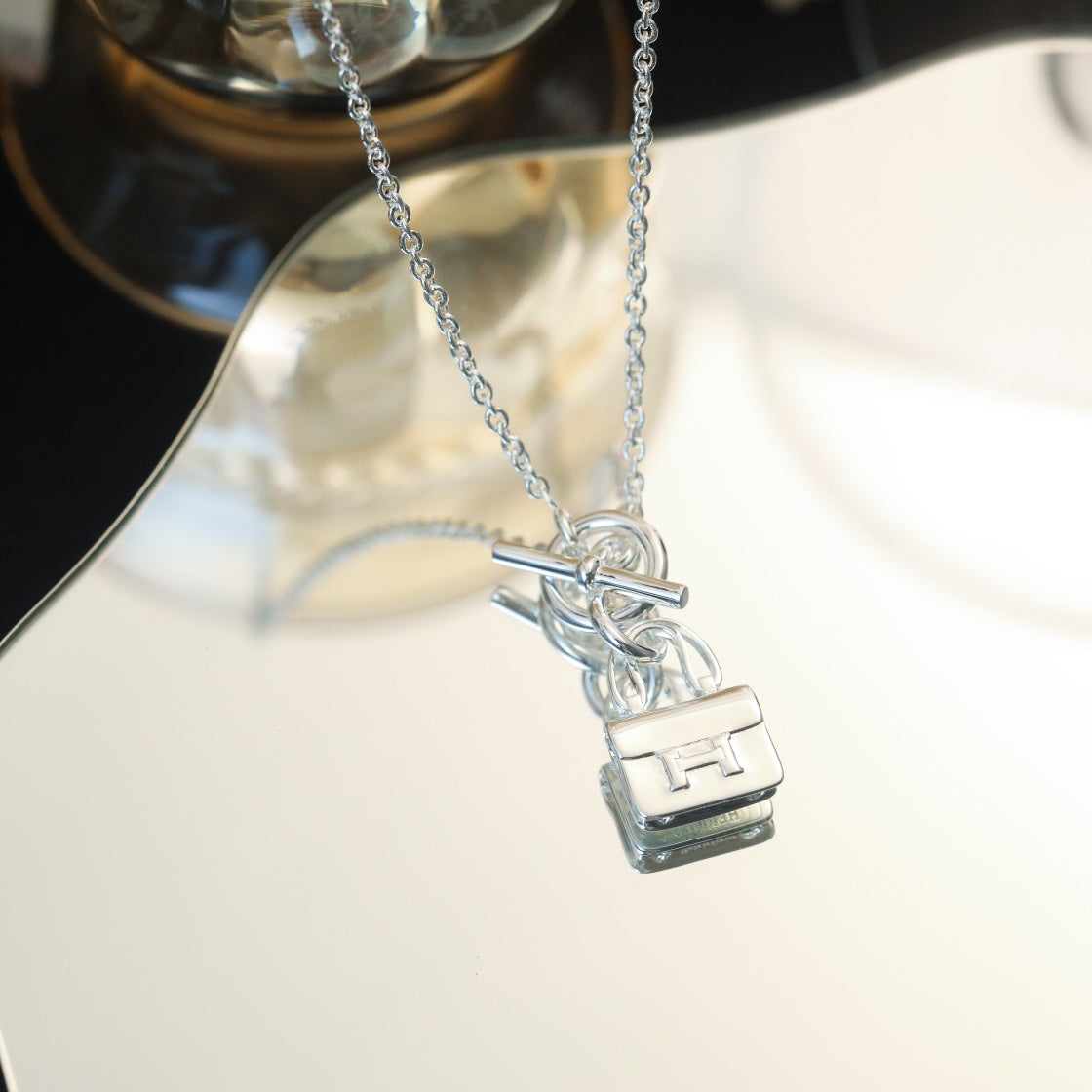 [Radiant Gem]¯POP H PEDANT SILVER NECKLACE