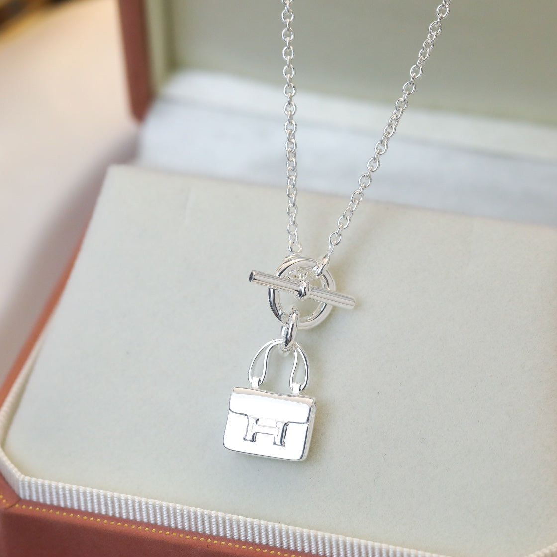 [Radiant Gem]¯POP H PEDANT SILVER NECKLACE
