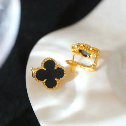 [Radiant Gem]¯CLOVER MEDIUM 1 MOTIFS  ONYX STUD EARRINGS