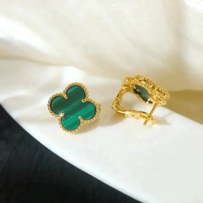 [Radiant Gem]¯CLOVER MEDIUM 1 MOTIFS MALACHITE  EARRINGS