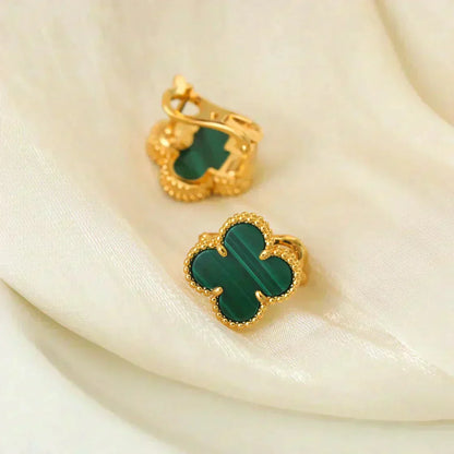 [Radiant Gem]¯CLOVER MEDIUM 1 MOTIFS MALACHITE  EARRINGS