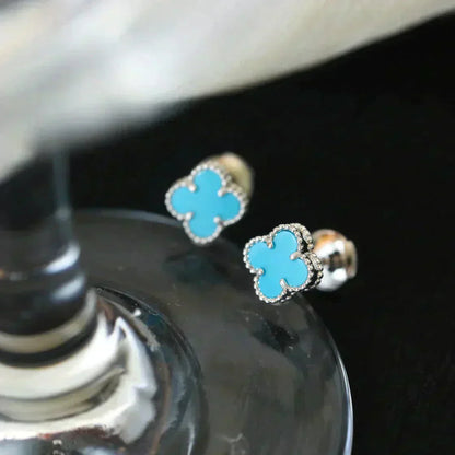 [Radiant Gem]¯CLOVER MINI 9.5MM ONYX STUD EARRINGS SILVER