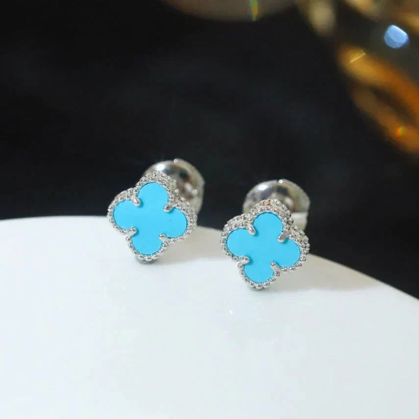 [Radiant Gem]¯CLOVER MINI 9.5MM ONYX STUD EARRINGS SILVER