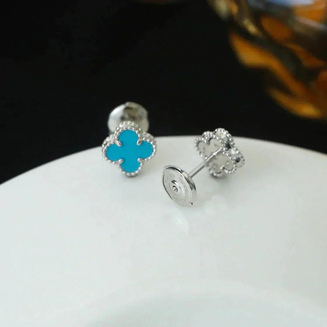 [Radiant Gem]¯CLOVER MINI 9.5MM ONYX STUD EARRINGS SILVER