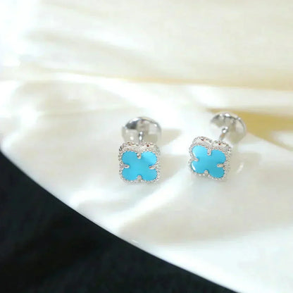 [Radiant Gem]¯CLOVER MINI 9.5MM ONYX STUD EARRINGS SILVER