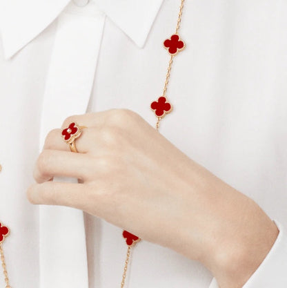 [Radiant Gem]¯CLOVER CARNELIAN RING ROSE GOLD DIAMOND