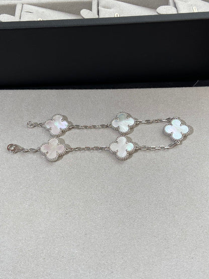 [Radiant Gem]New CLOVER WHITE PEARL MOP 5 MOTIF BRACELET COLLECTION
