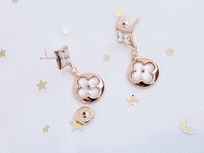[Radiant Gem]¯STAR AND SUN PINK GOLD MOP DROP EARRINGS