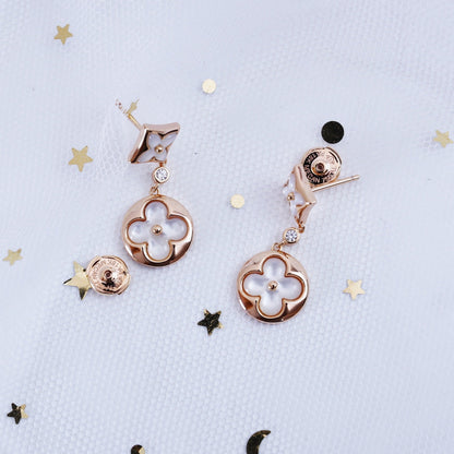 [Radiant Gem]¯STAR AND SUN PINK GOLD MOP DROP EARRINGS