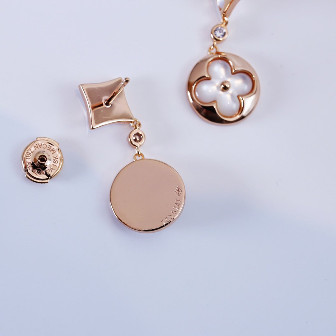 [Radiant Gem]¯STAR AND SUN PINK GOLD MOP DROP EARRINGS